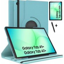 M.TK Moveteck Samsung Galaxy Tab A11+ Plus/ A9 + Plus 11 Inç Kılıf 360 Derece Dönebilen Kapaklı Tablet Kılıfı + Ekran Koruyucu Cam Set