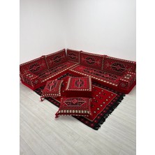 Bakırözü Home Sedir Deseni Şark Köşesi Takımı Yer Minderi Seti  Sünger Dahil 13 Parça(Çökmeyen Sünger)