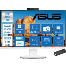 Asus V440VAK Intel® Core™ 7 240H 5.2ghz 16GB Ddr5 1tb SSD 23.8" Fhd 100HZ 250NITS Srgb: %100 WIN11PRO Beyaz Allınone Bilgisayar 24C716512W0DP03+ZETTAUSBBELLEK
