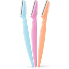 Busstier Kaş Usturası 3’lü Set Kapaklı Yüz Tüy Alma ve Kaş Şekillendirme Bıçağı Çok Renkli