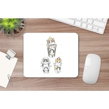 Kediler Baskılı Mouse Pad, Diktörgen Mousepad, Mause Pad, Ofis Mausepad, Kaymaz Taban