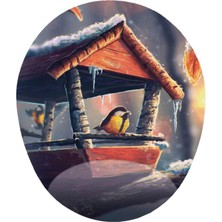 Kuş Cenneti Görselli - Bilek Destekli Oval - Kuşlu Mousepad