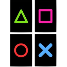 GLASSİFY 4’lü Minimalist Geometrik Sembol Mdf Tablo Seti