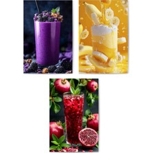 GLASSİFY 3’lü Egzotik Içecek ve Smoothie Mdf Tablo Seti