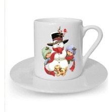 Yılbaşı Noel Temalı Baskılı Beyaz Türk Kahvesi Fincanı