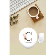 Çiçekli C Harfi Desenli Bilek Destekli Mouse Pad
