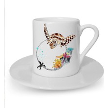 Karetta Karetta Baskılı Beyaz Türk Kahvesi Fincanı