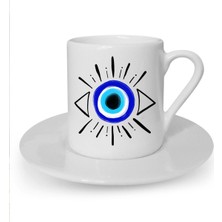 Göz Desenli Beyaz Türk Kahvesi Fincanı