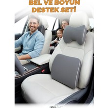 Meka Part Araç Bel ve Boyun Destek Yastığı Yumuşak Visco Gri Tek Koltuk