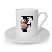 F Harfi Baskılı Beyaz Türk Kahvesi Fincanı