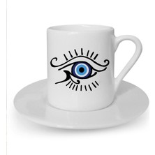 Göz Baskılı Beyaz Türk Kahvesi Fincanı