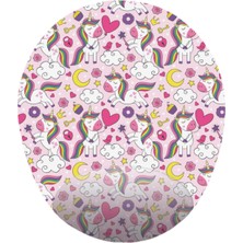 Tek Boynuzlu At (Unicorn) - Çocuklar Için Bilek Destekli Oval Mousepad 20X23 cm