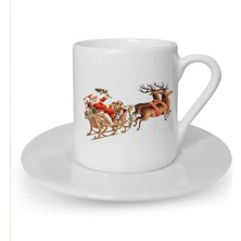 Yılbaşı Noel Temalı Baskılı Beyaz Türk Kahvesi Fincanı