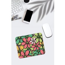 Rengarenk Çiçek Desenli Mouse Pad