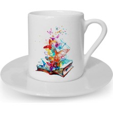 Türk Kahvesi Fincanı Kitaplar Kelebekler