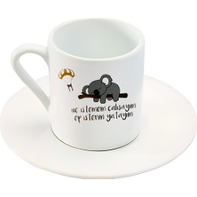 Iiiç Istemem Çalışayım Ep Isterim Yatayım Yazılı Koala Baskılı Türk Kahve Fincanı