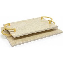 sembol Travıs 2li Dıkd. Tepsi Seti 34 x 25 cm - 30 x 20 cm