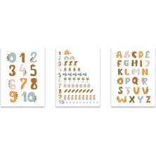 GLASSİFY Çocuk Odası Duvar Tablosu Seti 3 Parça Mdf Uv Baskı 20X30 cm