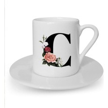 C Harfi Baskılı Beyaz Türk Kahvesi Fincanı