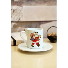 En Güzel Yılbaşı Noel Temalı Baskılı Beyaz Türk Kahvesi Fincanı