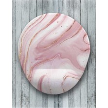 Mermer Desen Pembe Oval Bilek Destekli Mouse Pad