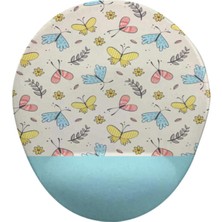 Kelebekler Desenli Oval Bilek Destekli Mouse Pad