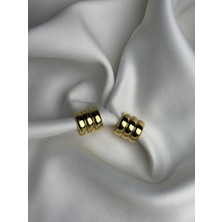 NB Steelora Şık Üçlü Form Gold Renk Kadın Küpe