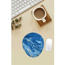 Mavi Mermer Desenli Bilek Destekli Mouse Pad