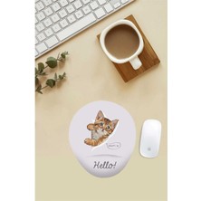 Hello Kedi Desenli Bilek Destekli Mouse Pad