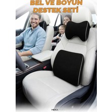 Meka Part Araç Bel ve Boyun Destek Yastığı Yumuşak Visco Siyah Tek Koltuk
