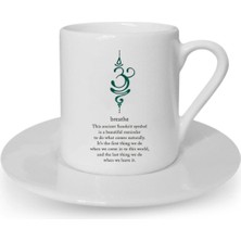 Türk Kahvesi Fincanı Sembol Ying Yang Lotus Çiçeği Meditasyon Yoga