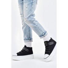 Buckhead Axel Çocuk Cırtlı Sneaker Siyah Düz Tabanlı Rahat Ayakkabı