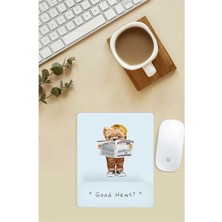 Gazete Okuyan Teddy Desenli Bilek Destekli Mouse Pad