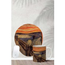 Edvard Munch Scream Desenli Bilek Destekli Mouse Pad Kupa Seti