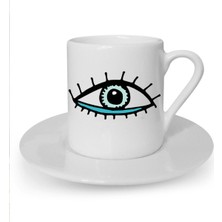 Göz Deseni Beyaz Türk Kahvesi Fincanı