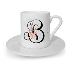 B Harfi Baskılı Beyaz Türk Kahvesi Fincanı