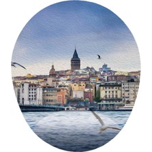 Istanbul Eminönü Galata Kulesi ve Martılar Görselli - Bilek Destekli Tasarım Mouse Pad 20X23 cm