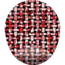 Kırmızı Beyaz Temalı Kalp Desenli - Bilek Destekli Oval - Desenli Mousepad