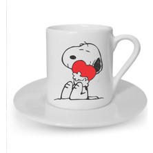 Snoopy Dog Baskılı Beyaz Türk Kahvesi Fincanı