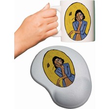 Düşünen Kadın Baskılı Mouse Pad + Kupa Bardak Mug
