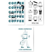 GLASSİFY Kahve Temalı "more Espresso, Less Depresso" 3'lü Mdf Tablo Seti
