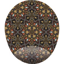 Koyu Temalı Desenli - Bilek Destekli Oval - Desenli Mousepad 20X23 cm