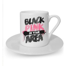Black Pink Baskılı Beyaz Türk Kahvesi Fincanı
