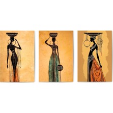 GLASSİFY 3’lü Modern Afrika Sanatı Mdf Tablo Seti