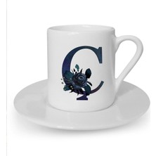 Ç Harfi Baskılı Beyaz Türk Kahvesi Fincanı