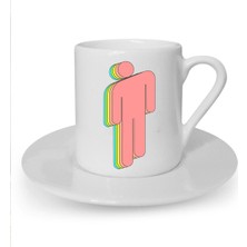 Rainbow Billie Eilish Baskılı Beyaz Türk Kahvesi Fincanı