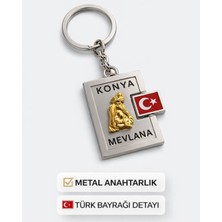 Sufi Tesbih Esans Ve Hediyelik Konya Mevlana Temalı Çelik Anahtarlık – Türk Bayraklı Metal Tasarım Hediyelik