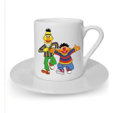 Edi ile Büdü Baskılı Beyaz Türk Kahvesi Fincanı