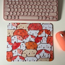 Kedi Desenli Mouse Pad, 23X19 Cm, Kaymaz Taban, Ev, Ofis ve Oyun Için Rahat ve Yumuşak Mousepad