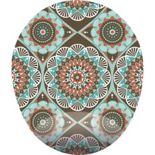 Kahverengi ve Yeşil Desenli - Bilek Destekli Oval - Desenli Mouse Pad